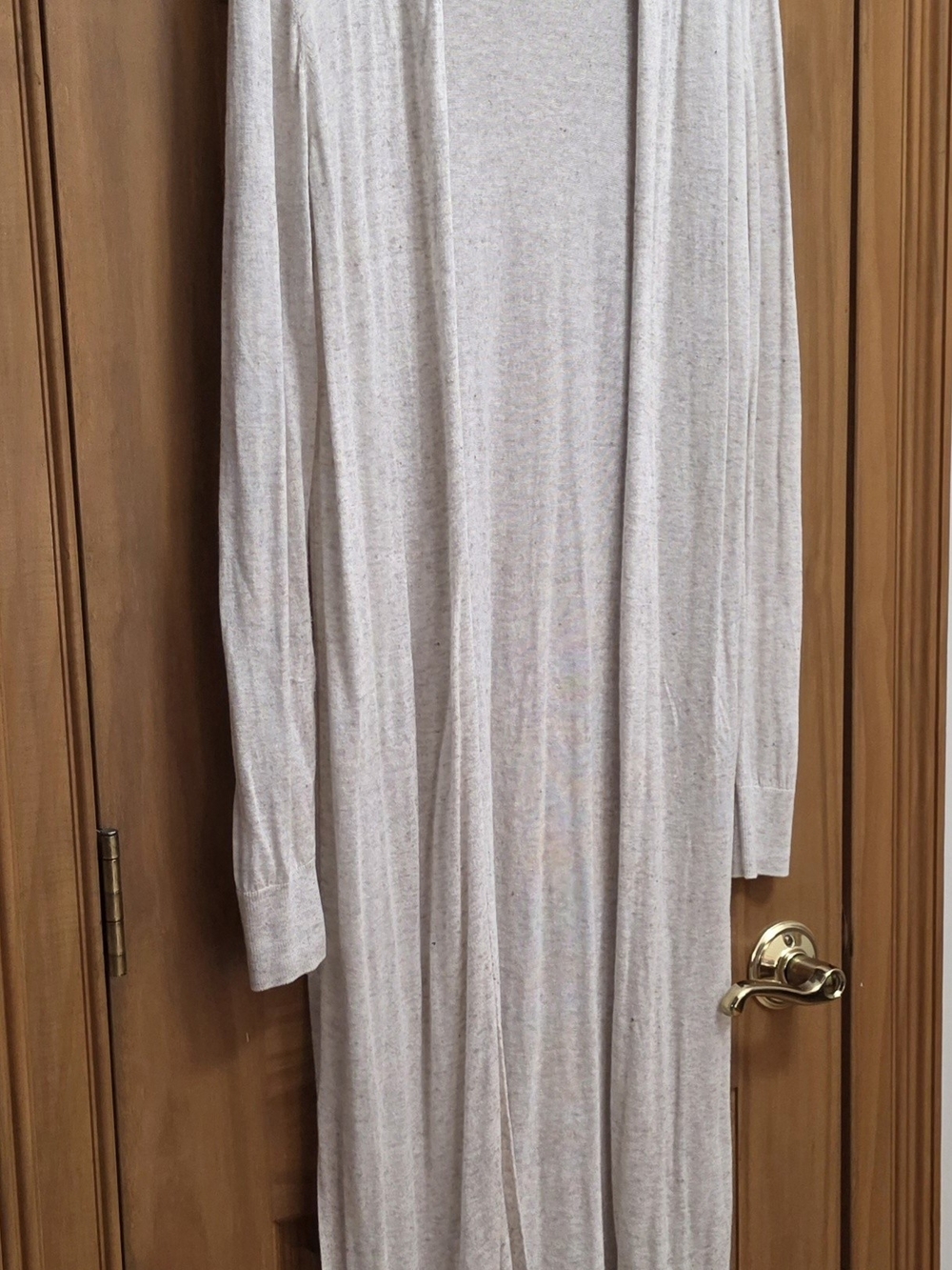LOFT Heather Light Gray Open-Front Long Duster Cardigan